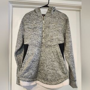 Hooded Quarter-Zip Pullover Jacket - Gray Heather